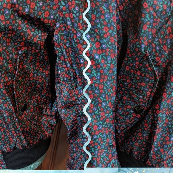 NWT Coach Floral Varsity Bomber Water Resistant Zip Jacket w/ Removable Hood XS - Picture 6 of 8